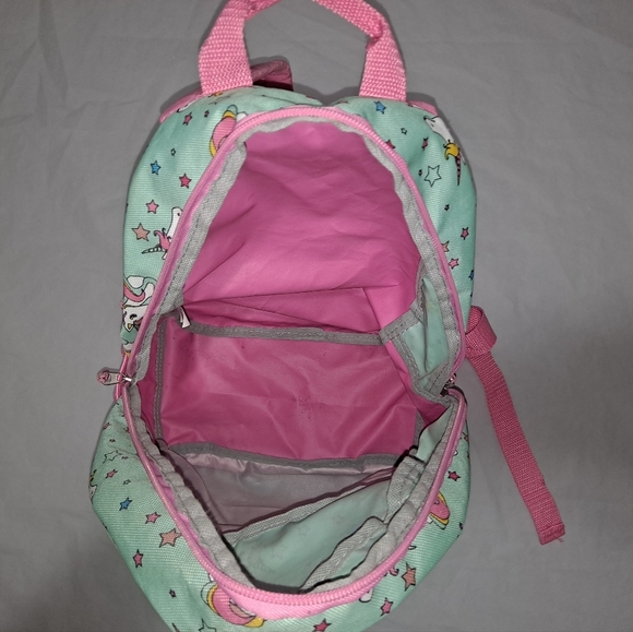 Unicorn 🦄 Backpack Girl's 15-inch Pink and Green 4 Compartments Back to School - Picture 7 of 10